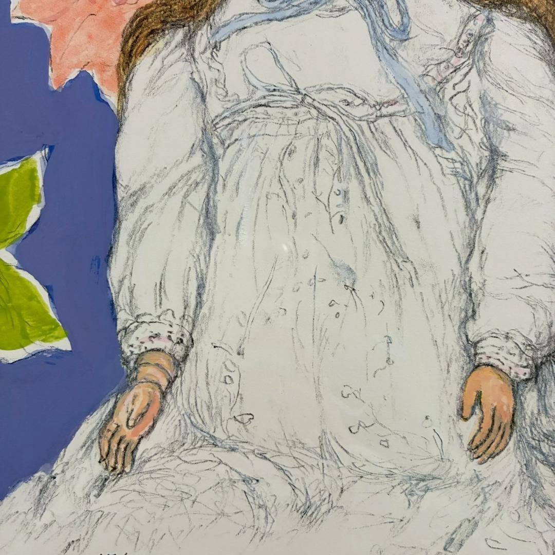 美品 斉藤秀夫「フランス人形」リトグラフ 直筆サイン入り 額縁入り 日