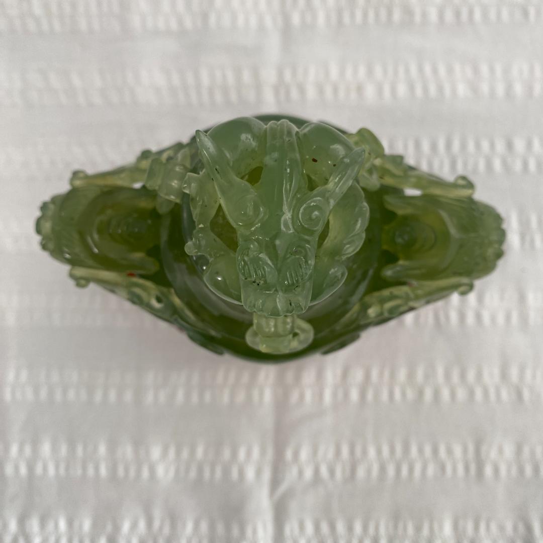 翡翠（ヒスイ）天然石 新山玉炉 龍の香炉 81年ポートピア天津物産展