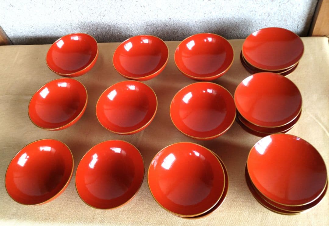 扇子金蒔絵朱塗　吸物椀　10客