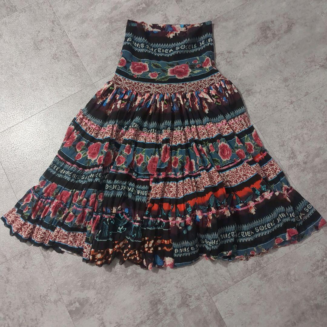 【美品 希少品】ジャンポール・ゴルチエ ひざ丈総柄スカート 花柄 Sサイズ zz