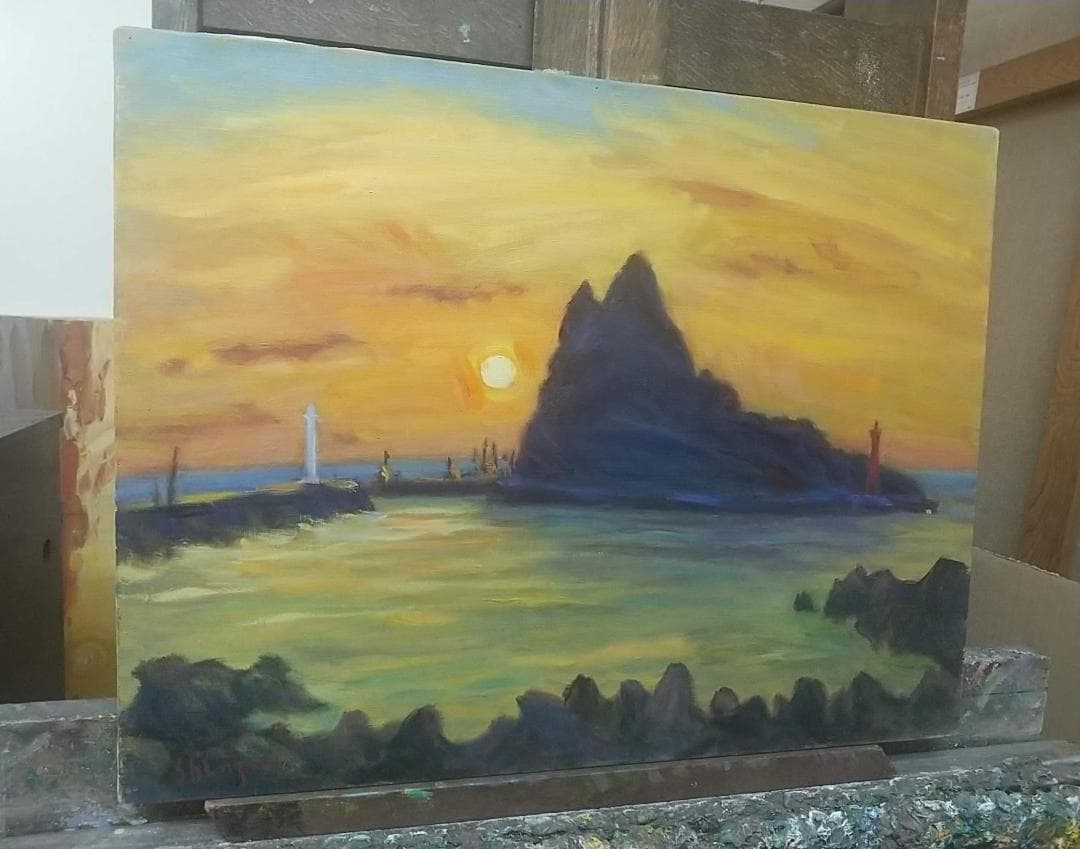 「ウトロ夕景」絵画 油絵 P10