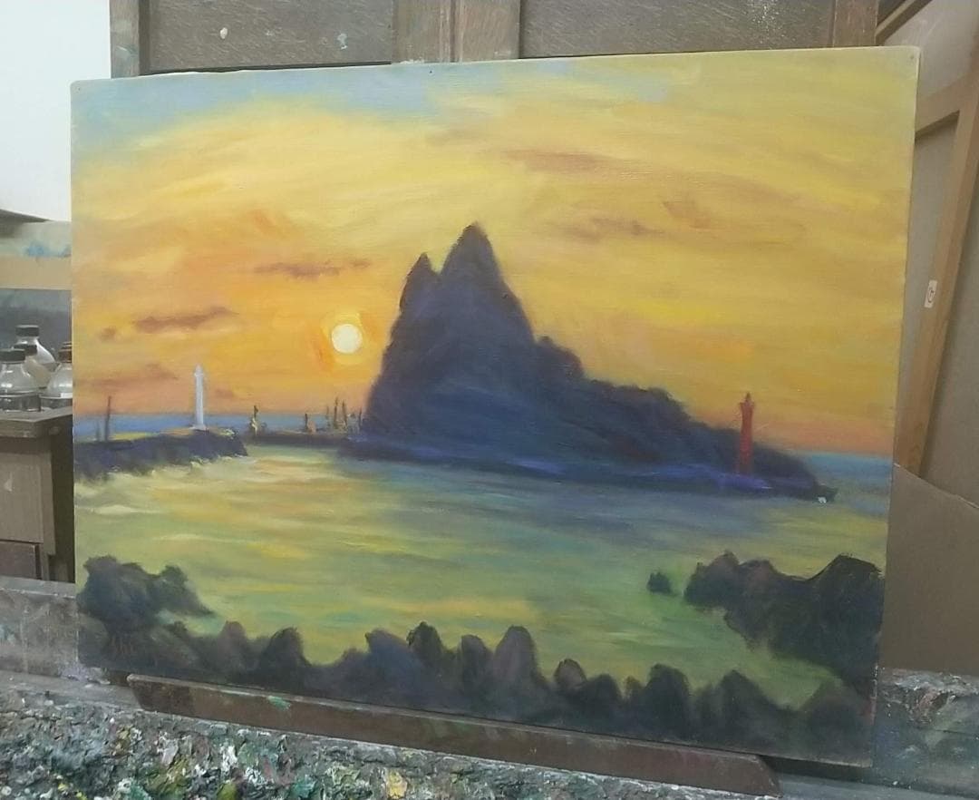 「ウトロ夕景」絵画 油絵 P10