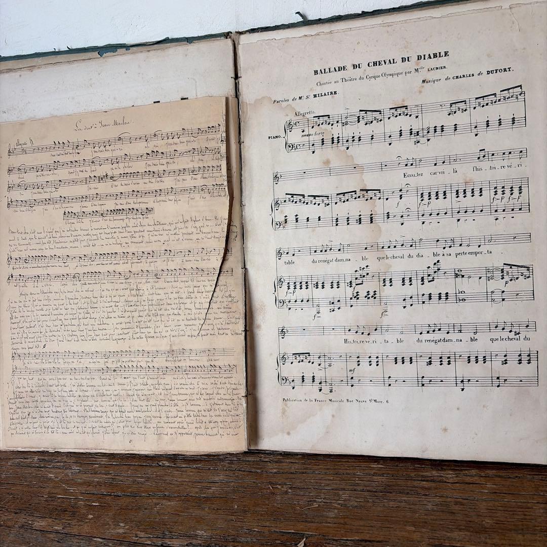 フランスアンティーク 1800年代の楽譜 希少 chanson シャンソン