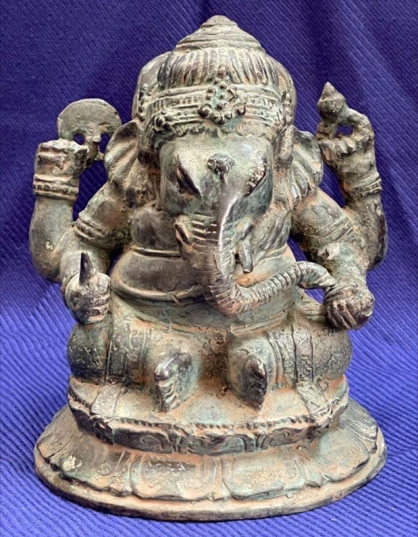 ガネーシャ像 ☆風水置物 ブロンズ 真鍮 アンティーク 守り神