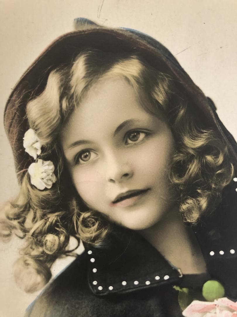 アンティーク ポストカード 薔薇と美しい少女｜