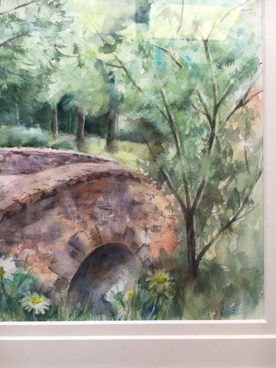 水彩画 出会い 風景画 スケッチ新緑原画癒し