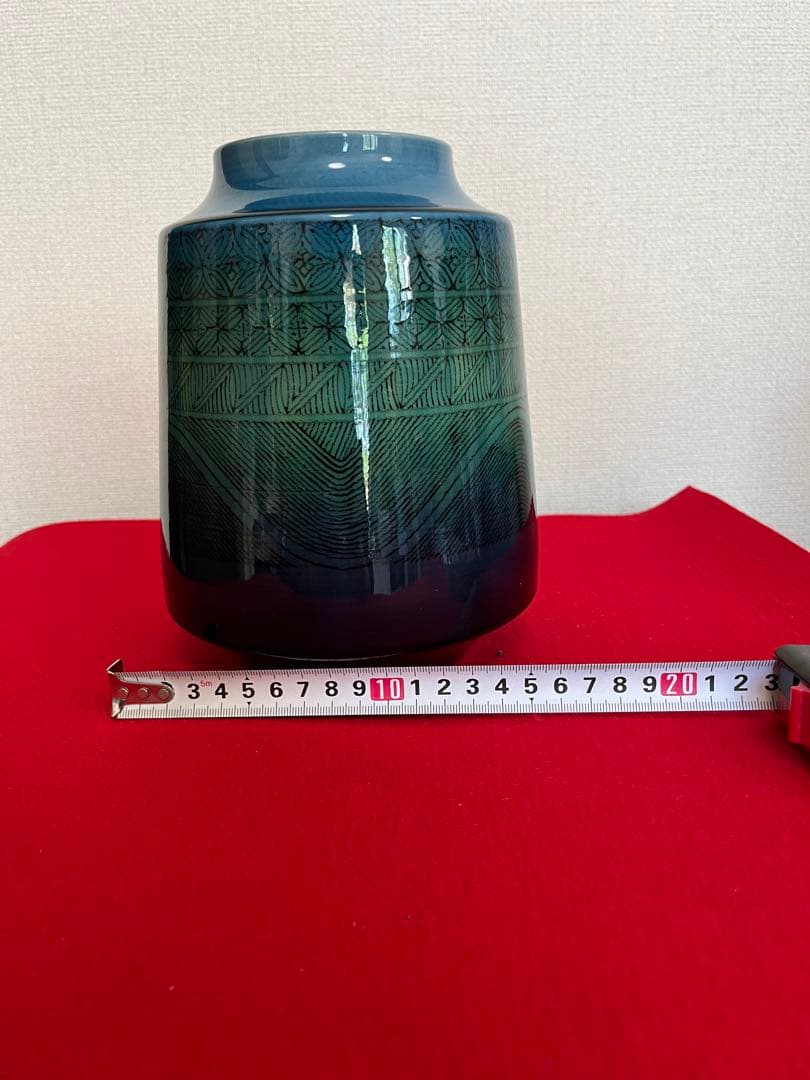 柳雨軒 三代 人間国宝 徳田八十吉（正彦銘） 碧明釉 小紋壺 管理