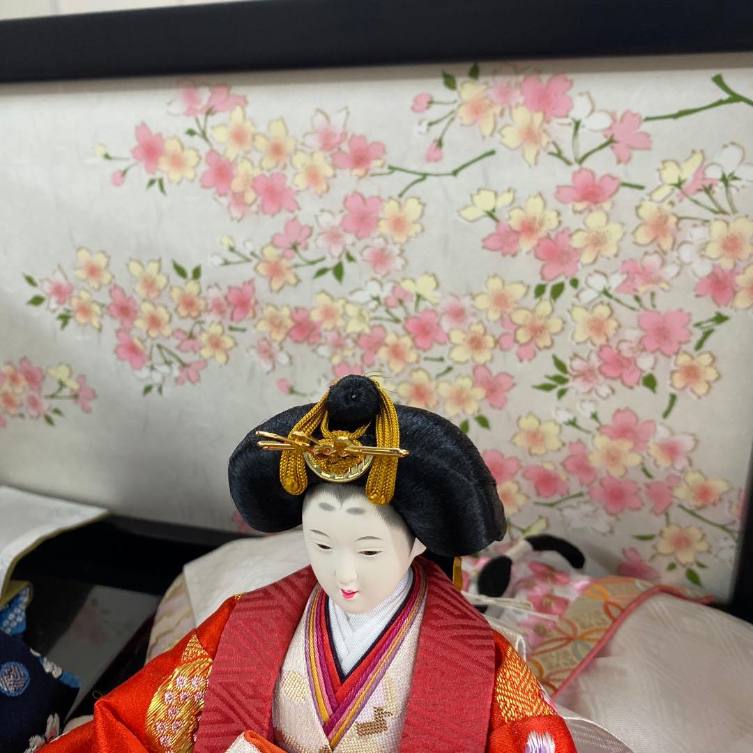 雛人形セット 花柄台座付き