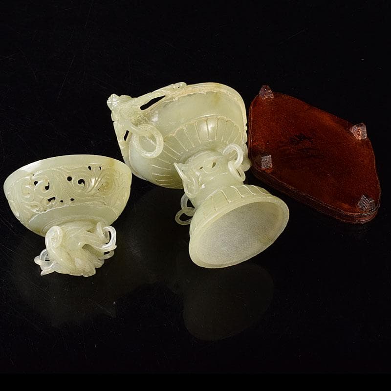 中国 玉石彫刻 雙耳活環 龍鈕蓋爐 塔香炉 唐木台付