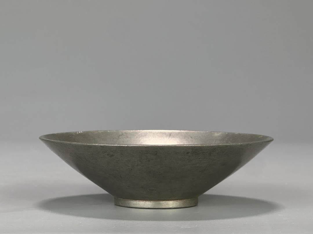 煎茶道具　古錫製　茶托　茶器　錫屋　在銘　時代茶托