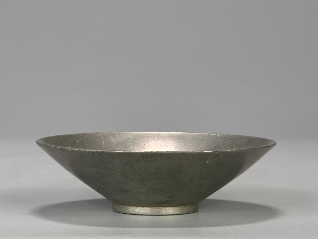 煎茶道具　古錫製　茶托　茶器　錫屋　在銘　時代茶托