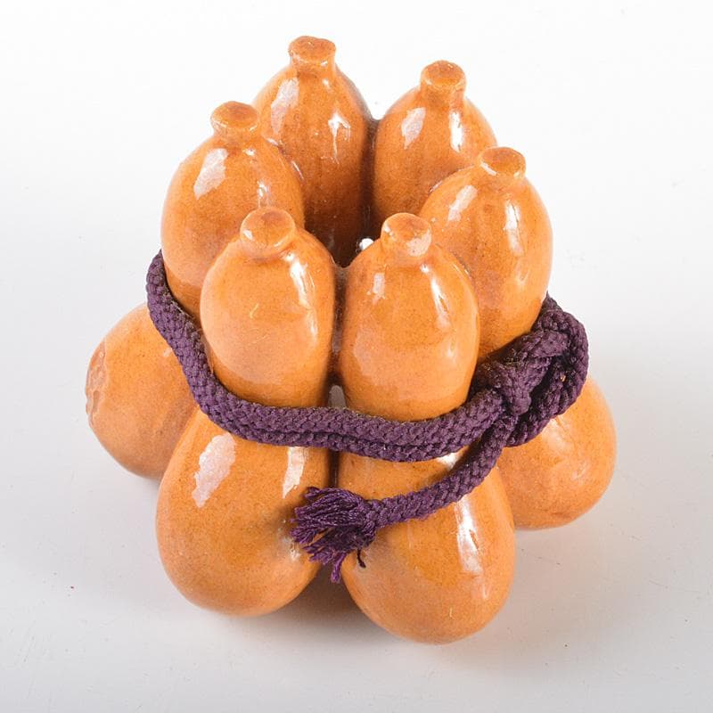 茶道具 佐々木 昭楽作 飴釉 六瓢 蓋置 共箱 V 5729