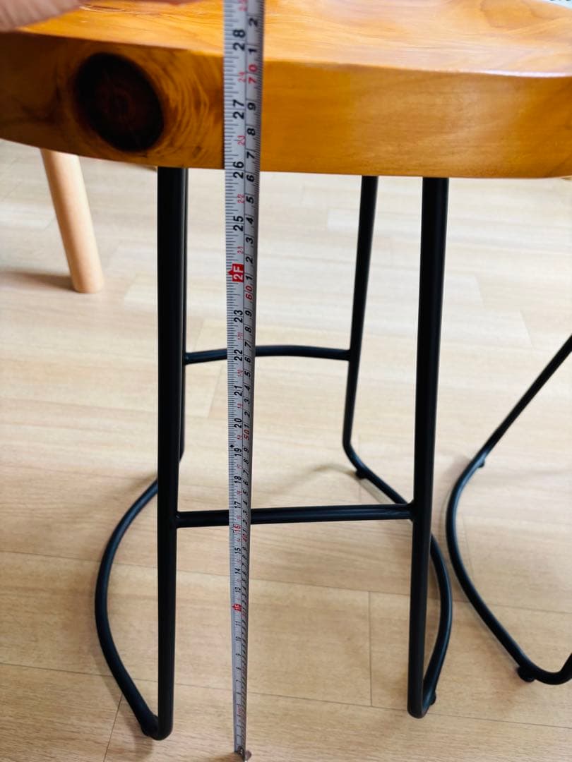 木製 鉄製 バーチェア バースツール　2脚セット