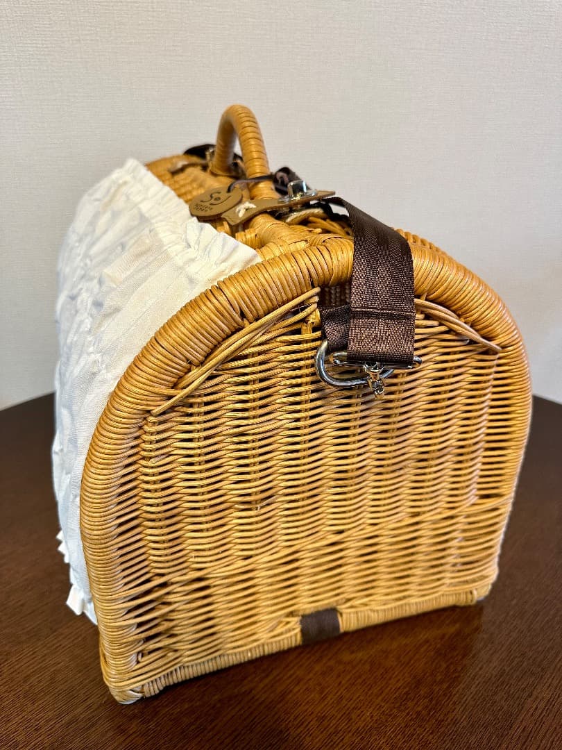 ラタンキャリーバッグ ペット用 犬 猫 籐