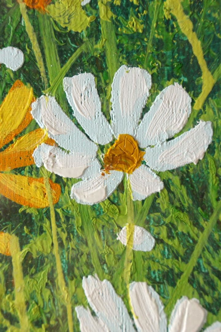 No5055 額装 金謙伊 コスモス 油彩 大作 直筆サイン 風景画 送料無料