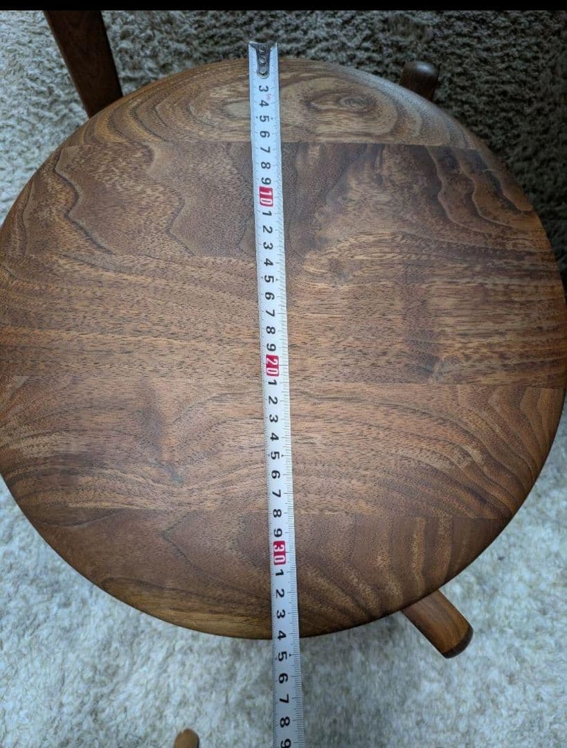 椅子 スツール 丸イス 木製 無垢 ウォルナット 三足　一脚