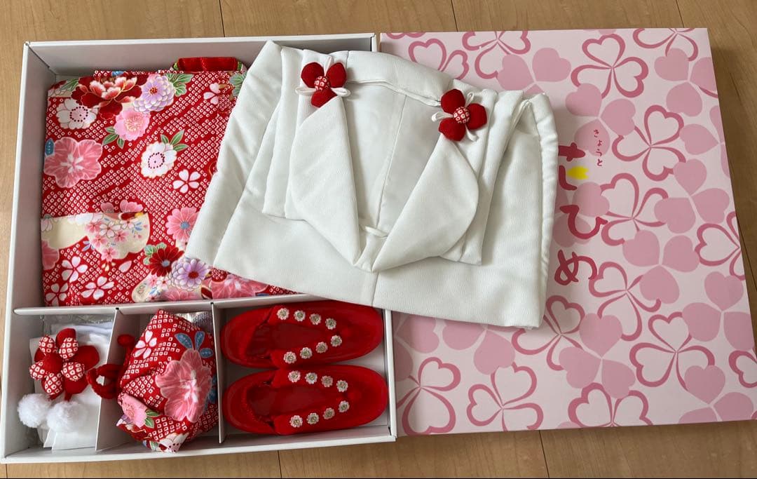 七五三　三歳花柄着物セット