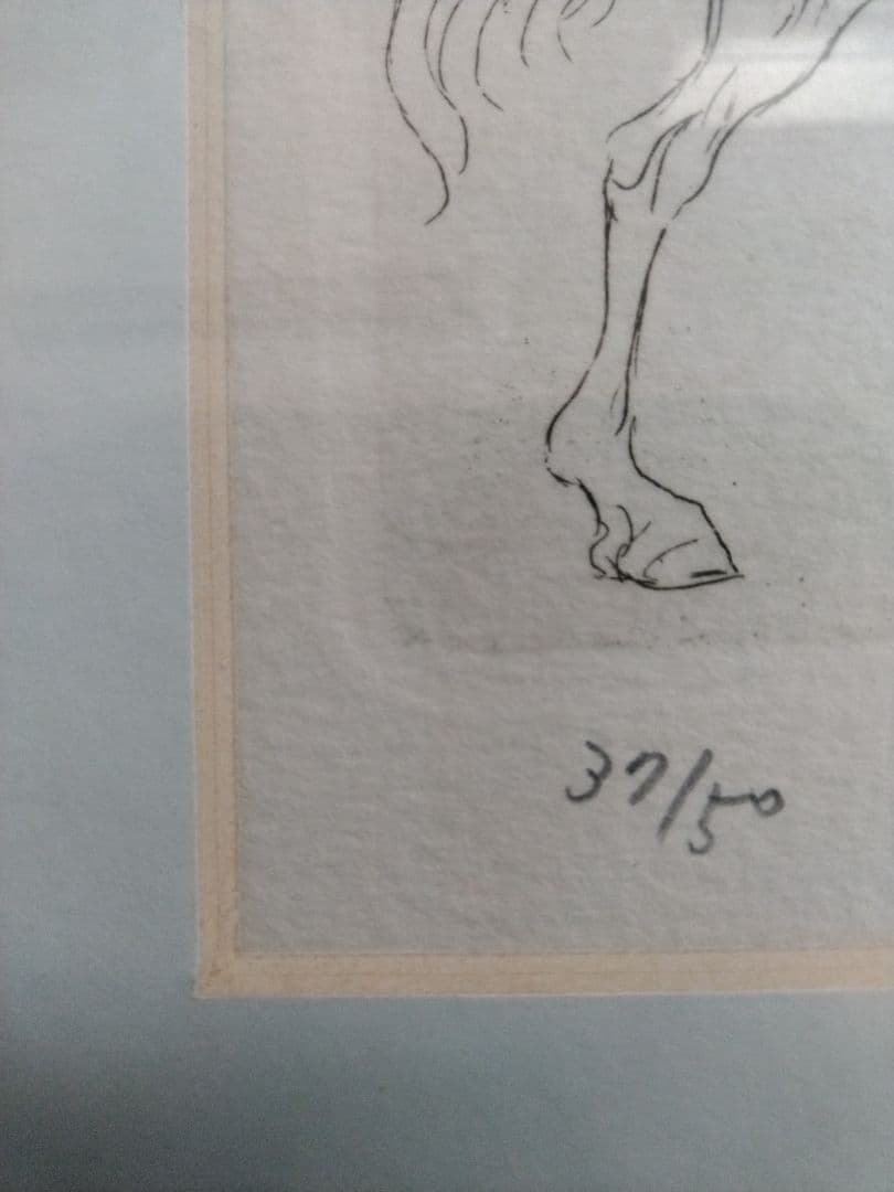 加藤助八。馬のエッチング　作品 　37/50