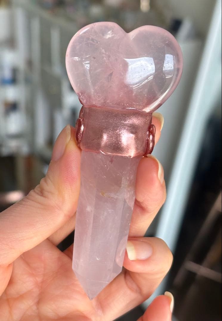 高品質 ローズクォーツ 魔法スティック 魔法ワンド ハート - メルカリ