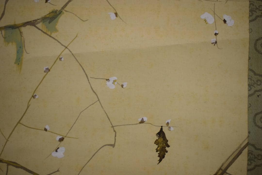 真作/北上聖牛/白梅蓑虫図/梅花ミノムシ図/布袋屋掛軸HI-400