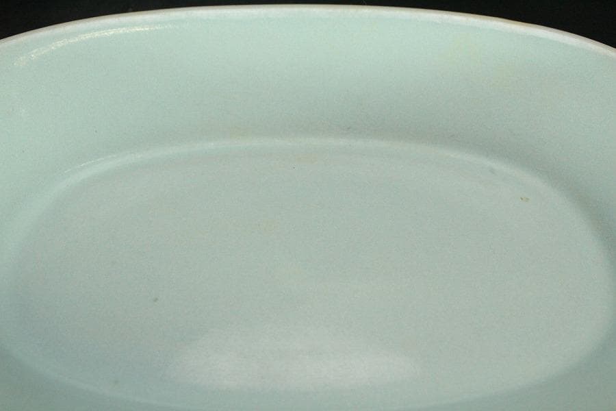 中国美術 青釉 楕円形 盤 水盤 洗 23.3cmx16.7cm(LC315) - メルカリ