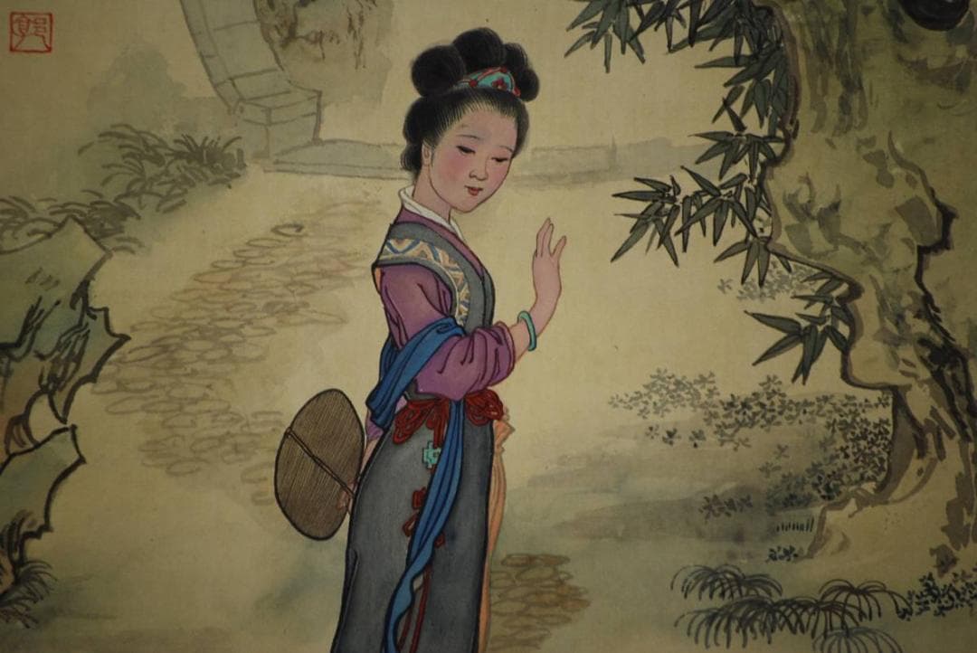 模写不詳/唐美人画賛/布袋屋掛軸HD-341 C99918598 安く 買う