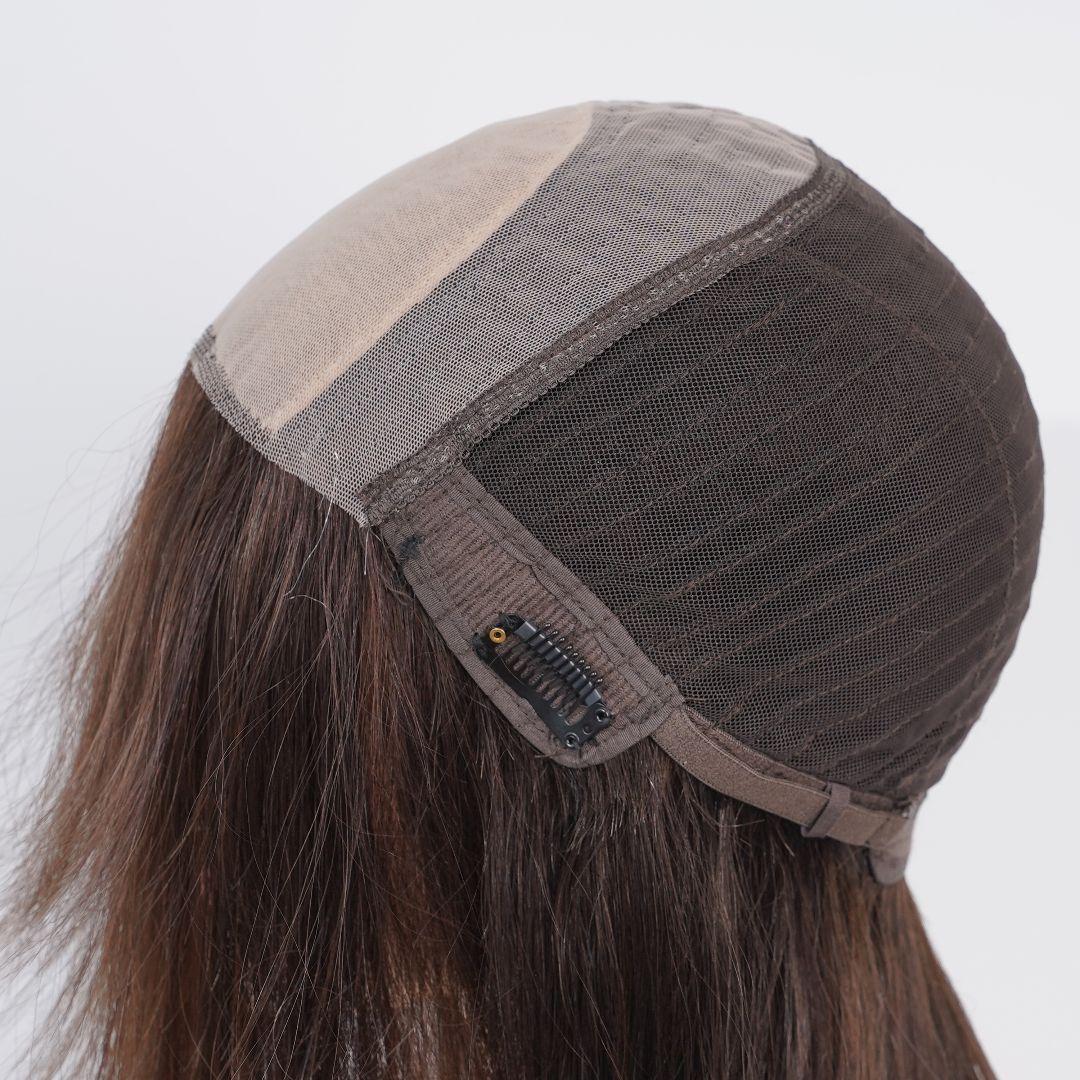 人毛100%フルウィッグ　医療向けフルウィッグ　広い人工頭皮　超リアル　小顔減齢
