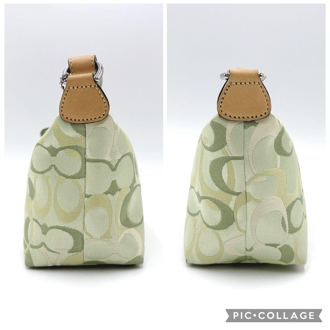 【美品】COACH コーチ シグネチャー アクセサリーポーチ 6561 グリーン