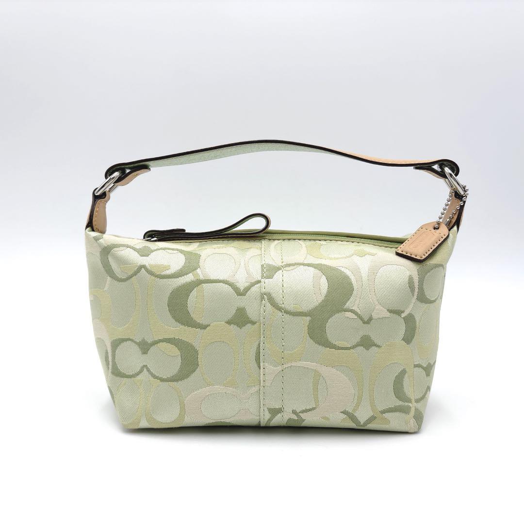 【美品】COACH コーチ シグネチャー アクセサリーポーチ 6561 グリーン