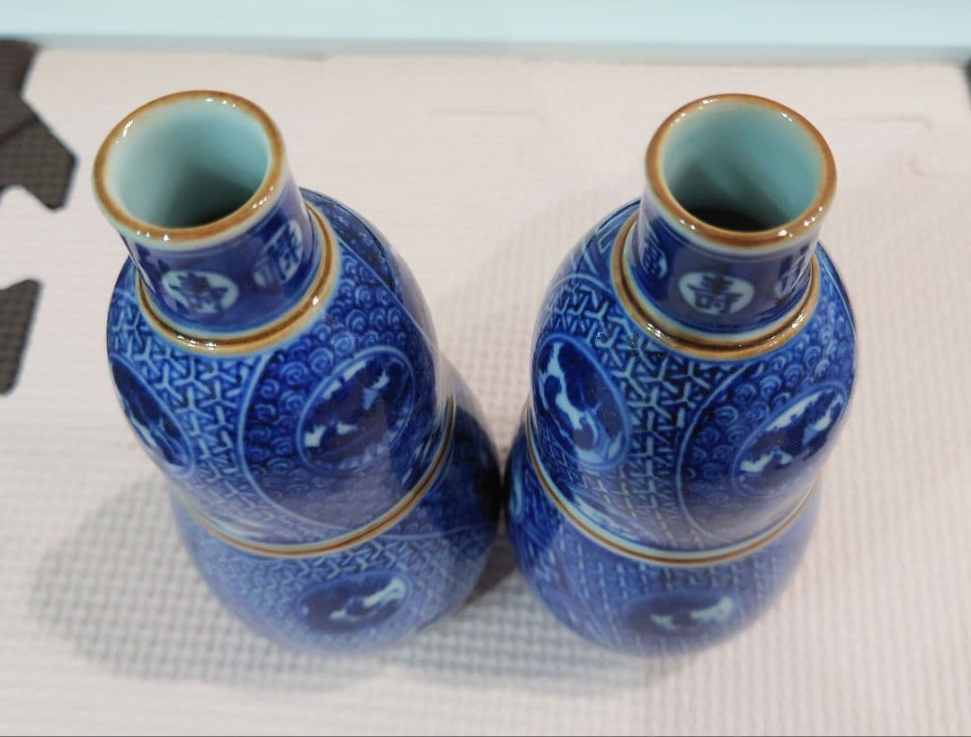 六代 高橋道八 華中亭道八 青華 祥瑞 徳利 共箱