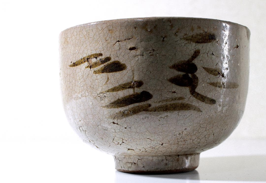 江戸初期 唐津 木原窯 鉄絵茶碗