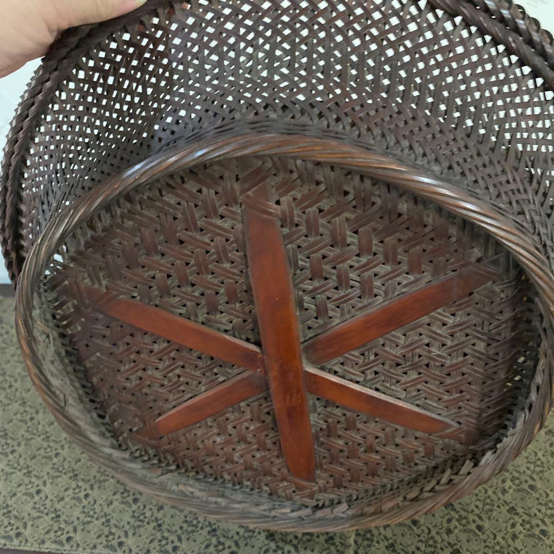 骨董 大きな竹籠 花籠 竹花入 エコメルカリ便指定して下さい