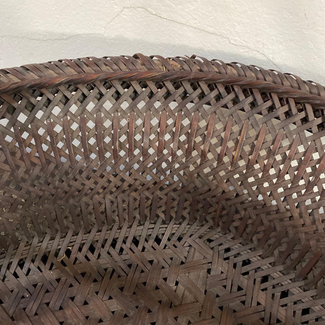 骨董 大きな竹籠 花籠 竹花入 エコメルカリ便指定して下さい