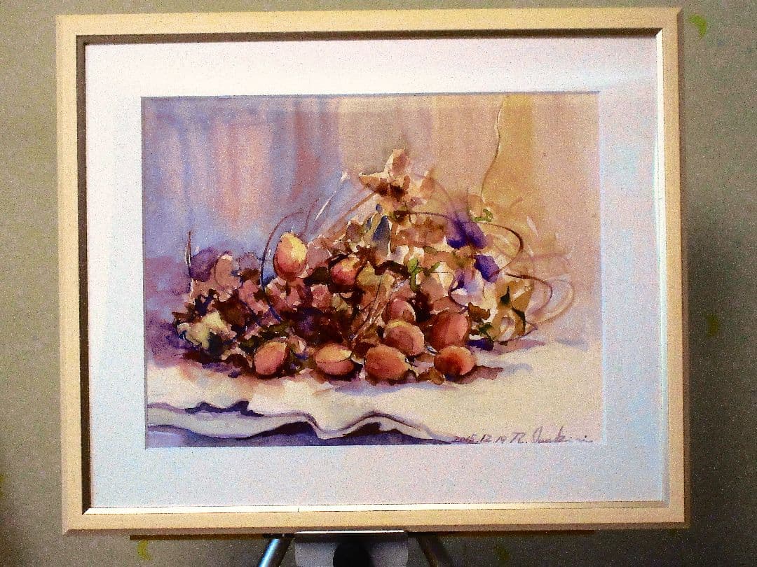 カラスウリ 水彩画 フレーム付き