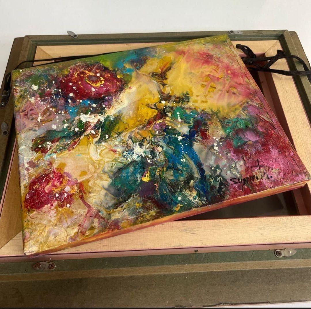 杉本ひろみ とりと華 国際現代美術家協会理事 1990真作 抽象画 - メルカリ