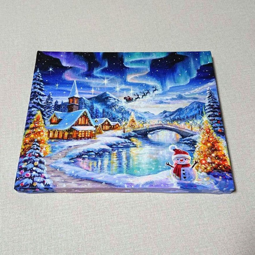 ♡*)様 【オーロラの夜】アクリル画 F3 風景画 絵画