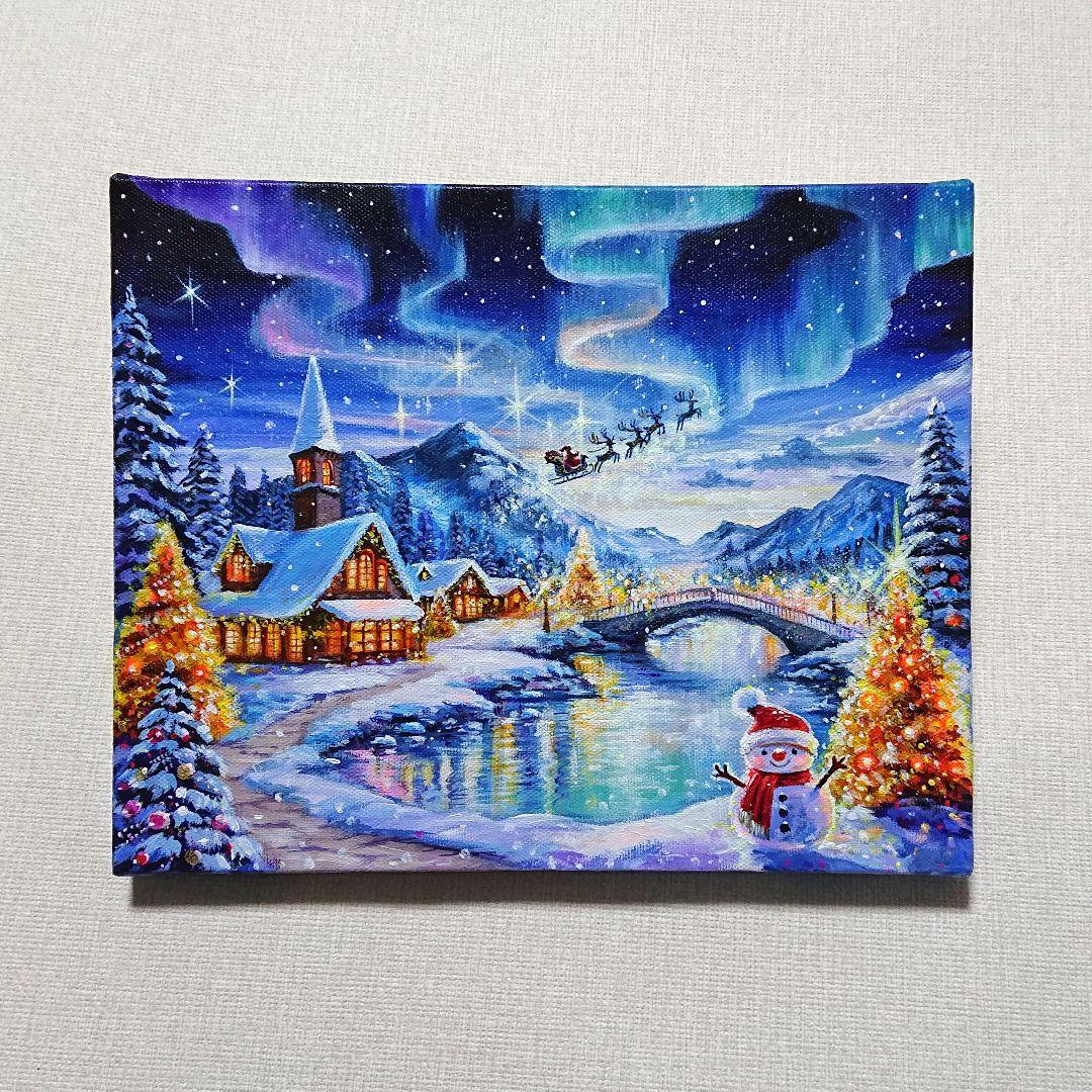 ♡*)様 【オーロラの夜】アクリル画 F3 風景画 絵画