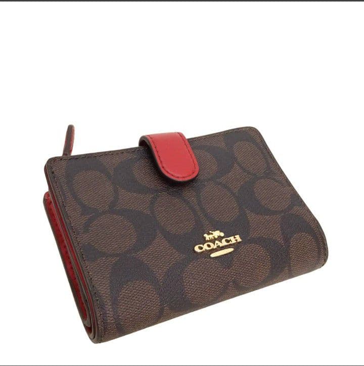 新品未使用コーチ二つ折り財布ブラウンシグネチャーL字レディースメンズ送料無料