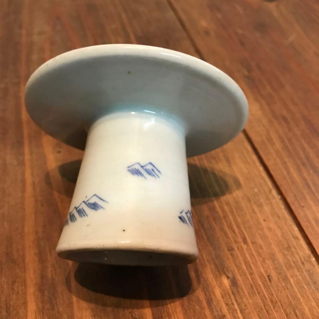 美品 古伊万里 染付 龍 盃台 年代物 焼物 杯台 酒器