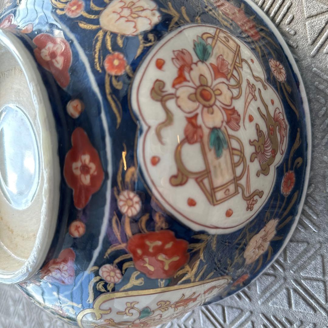 江戸、元禄古伊万里、瑠璃錦手、大深鉢。無傷。！箱付き、