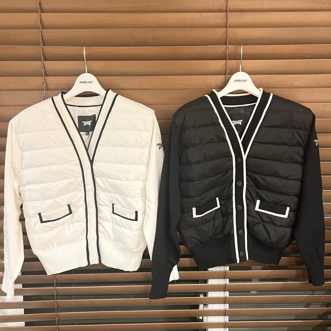 PXG ゴルフ レディース ニットダウン カーディガン ジャケット 長袖 白M