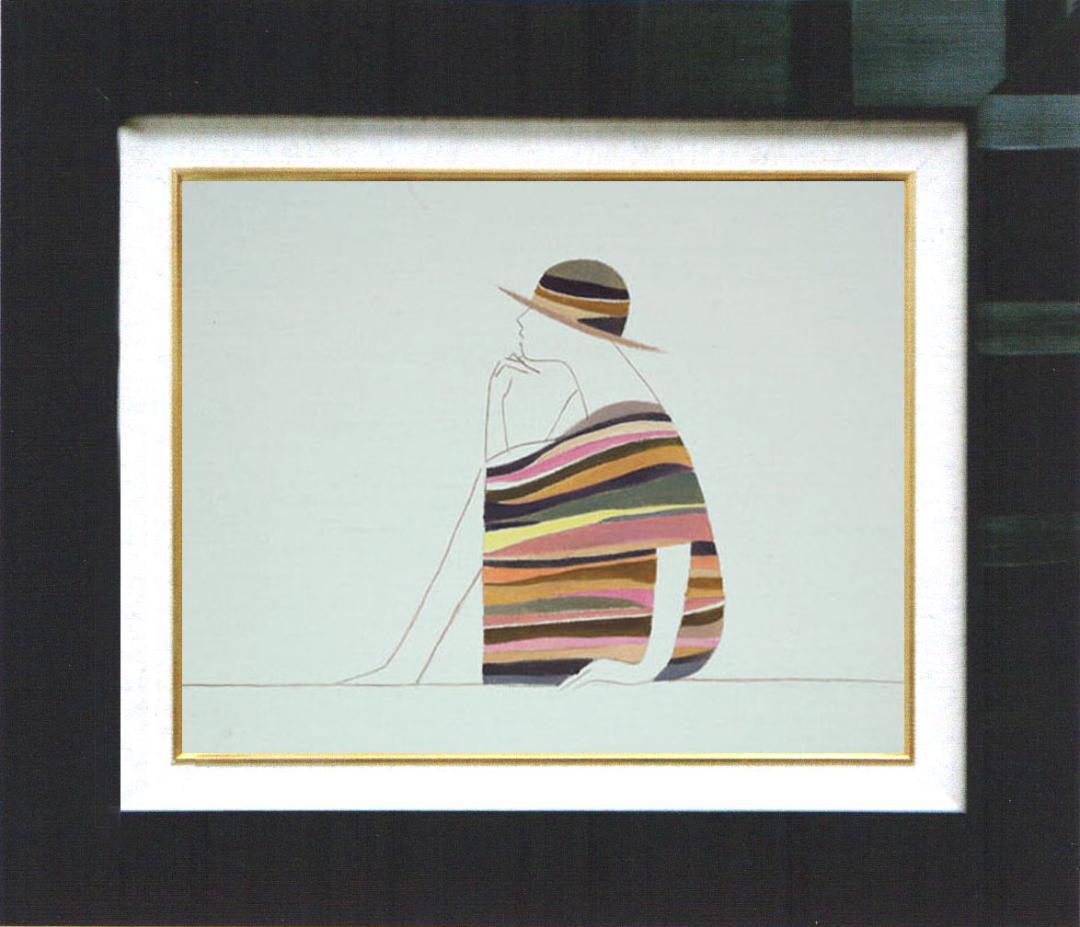 油絵 菅家令子 絵 絵画 インテリア 額付(白) F3-041214 人物 女性