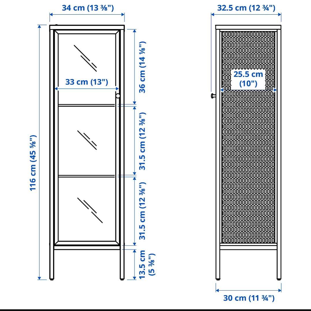 IKEA/イケア ガラス扉キャビネット34x30x116 cm ホワイト - メルカリ