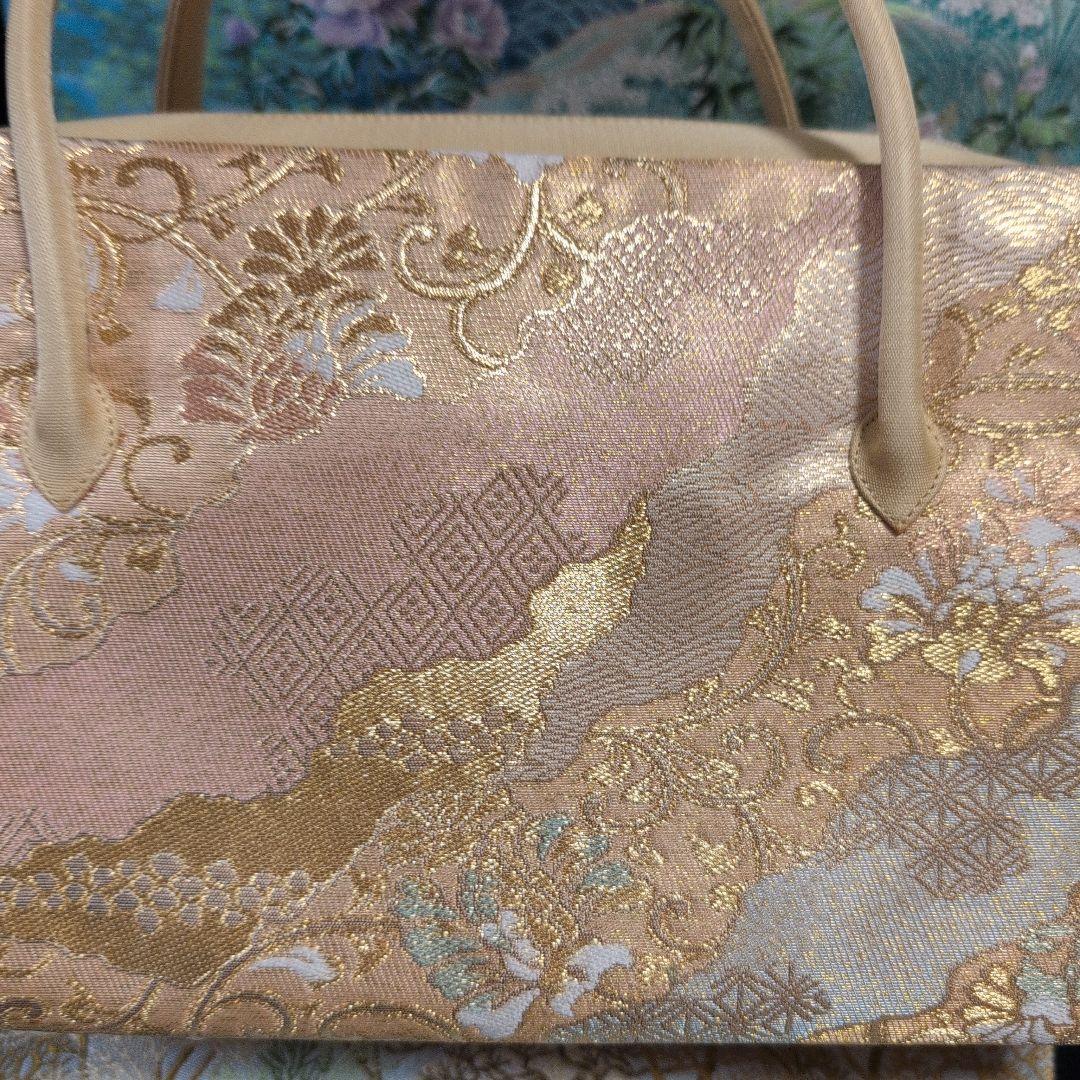 利休バック　和装用バッグ 金色とピンクのグラデーション　美品