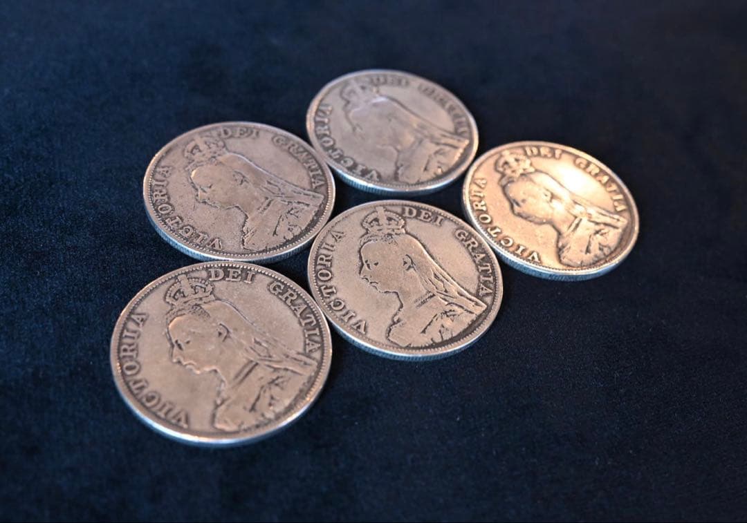 銀貨 ダブルフローリン 5枚 （マジック） 年号揃い