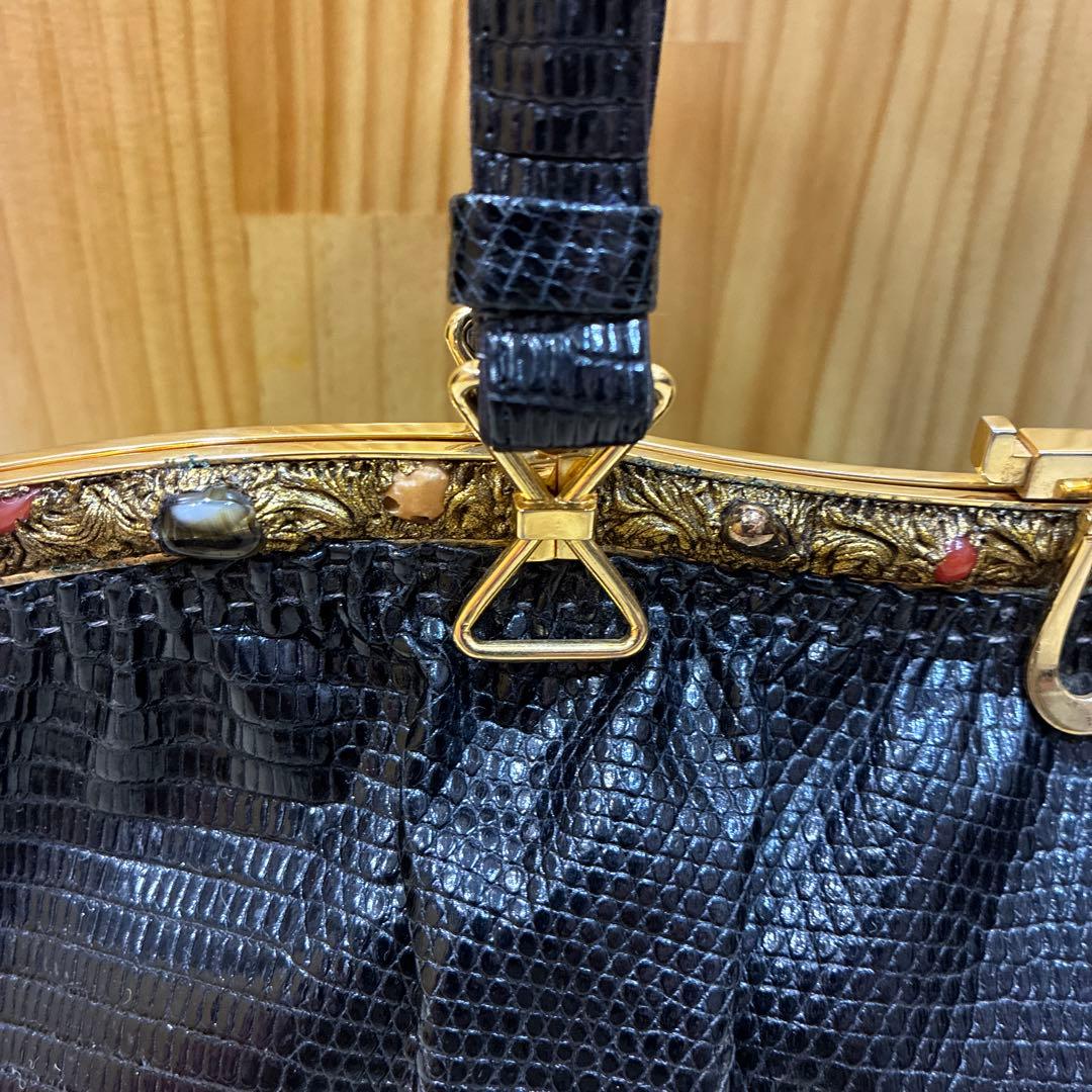 黒 リザード バッグ 皇室御用達 濱野 ハマノ