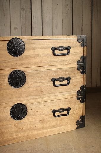 丸金具庄内箪笥3段タンス収納古家具古民家時代家具