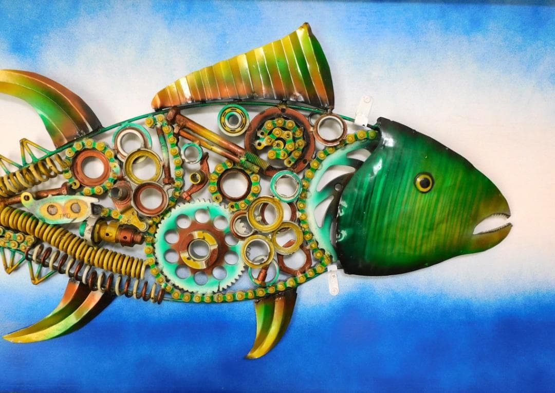 金属工芸 魚のアート作品 大