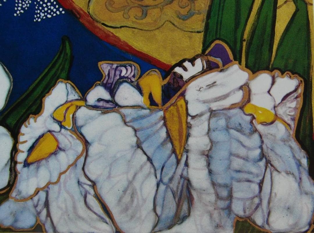 片岡 球子、【富士と花菖蒲】、大判、超希少画集・額装画、状態良好