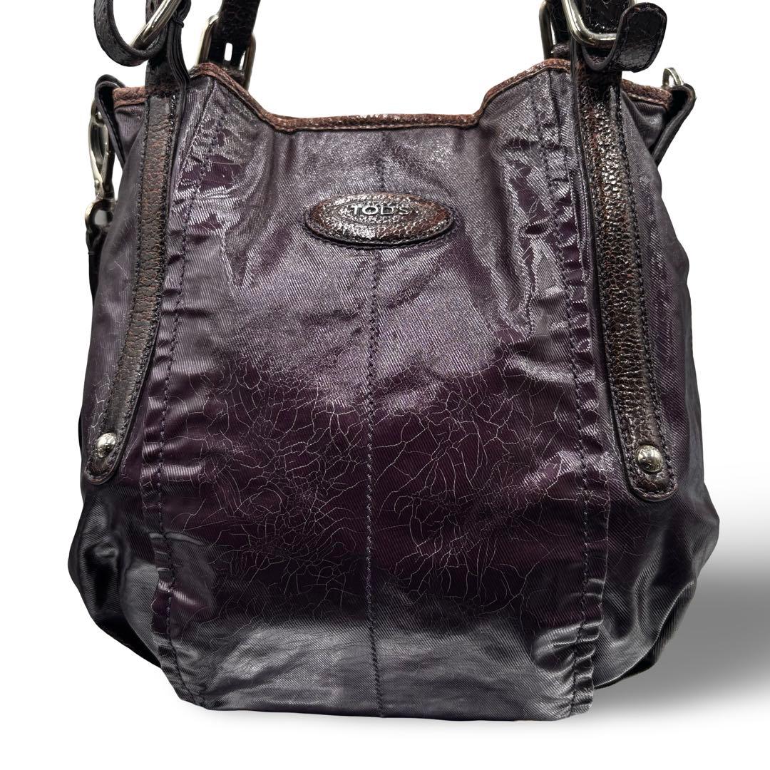 【2点】トッズ　Gバッグ　2way ショルダーバッグ　ハンド　レザー　紫